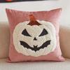 Square Shape Halloween Cushion Cover Cute Embroidery Ghost Cushion Shell  Bed Accent