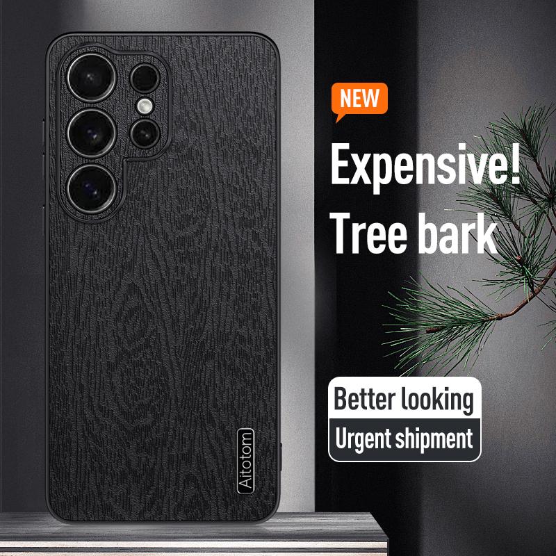 Slim Wood Grain Leather Case For Samsung Galaxy S26 Ultra S25 Edge S24 FE S23 S22 Plus A57 A37 A56 A36 A26 A16 A35 A25 A15 5G Shockproof Case Cover