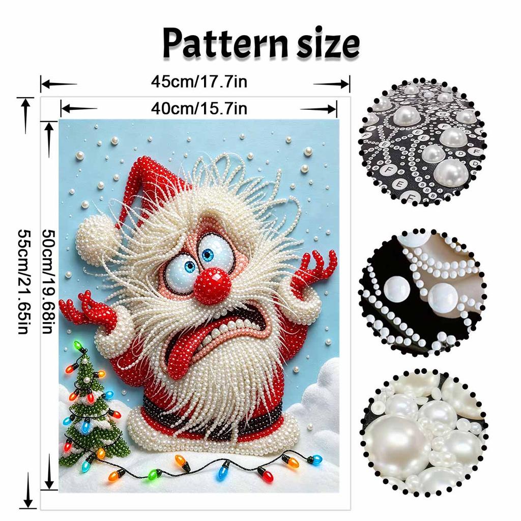 DIY Frameless Pearl Painting Kit Whimsical Santa Cozy Home Decor 3D Shiny Bead Art Canvas Relaxing Craft Gift for Adults
