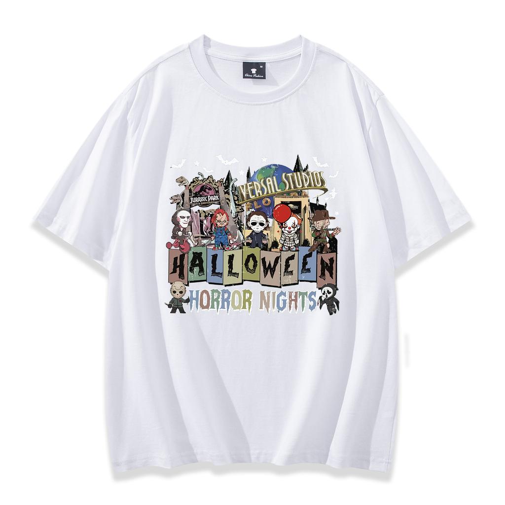 Horror Movie Characters Shirt Halloween Party Shirt Spooky Season Shirt Women Men Short Sleeve Streetwear Hip Hop Tops