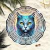 2D Metal Wind Spinner Mysterious Magic Cat Design Outdoor Garden Balcony Decor Dynamic Wind Chime for Autumn Halloween Holiday Gift