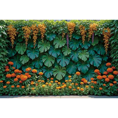 MOON.QG Tropical Leaves Backdrops Spring Garden Backgrounds Green Grass Photo Wall Customized Name Birthday Wedding Photocall