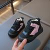 Children's mid-high-top fleece-lined thickened cotton shoes, winter leather sneakers for boys, stylish sports shoes, warm shoes for girls