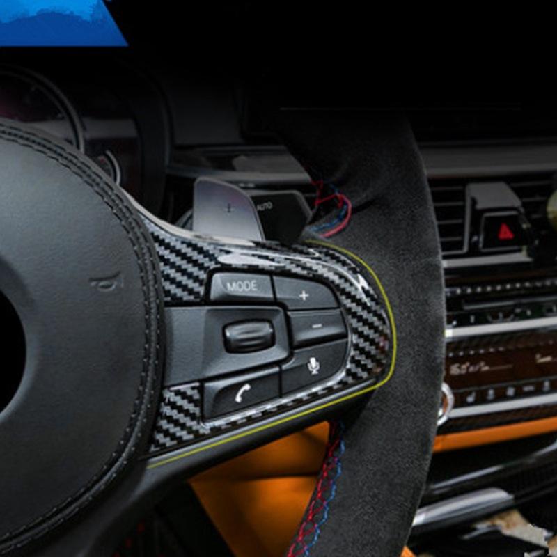 Carbon Fiber Steering Wheel Decorative Cover Trim For BMW 5 Series G30 2018 2019