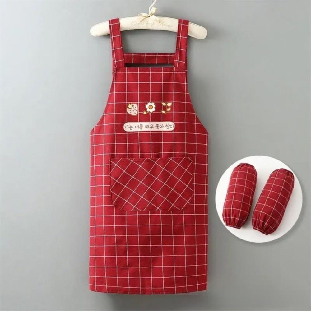 Comfortable Adjustable Cotton Apron with Pocket Waterproof Cooking Apron Breathable Oil Proof Bib Apron Kitchen