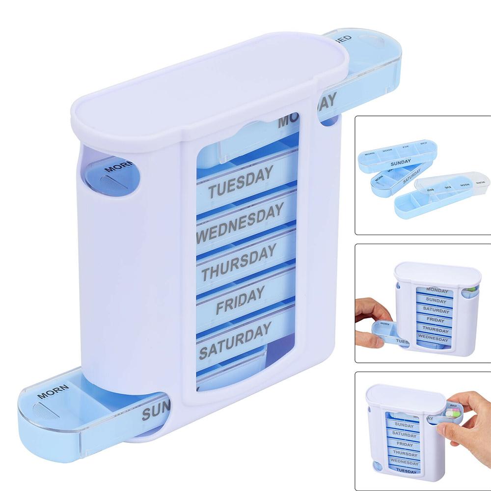 7-Tage-Woche Pillendose Organizer Tablettenhalter Medikamenten Tabletten Medikamentenhalter Aufbewahrungsbox Pillendose Etui Organizer Behälter Set Medikamente