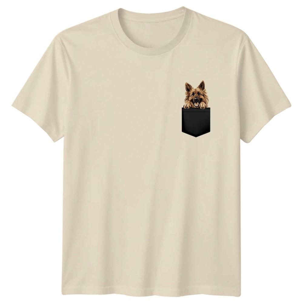 GerUnisex Shepherd Dog Pocket Animals Unisexs TShirt Unisexs Tee Graphic Canine