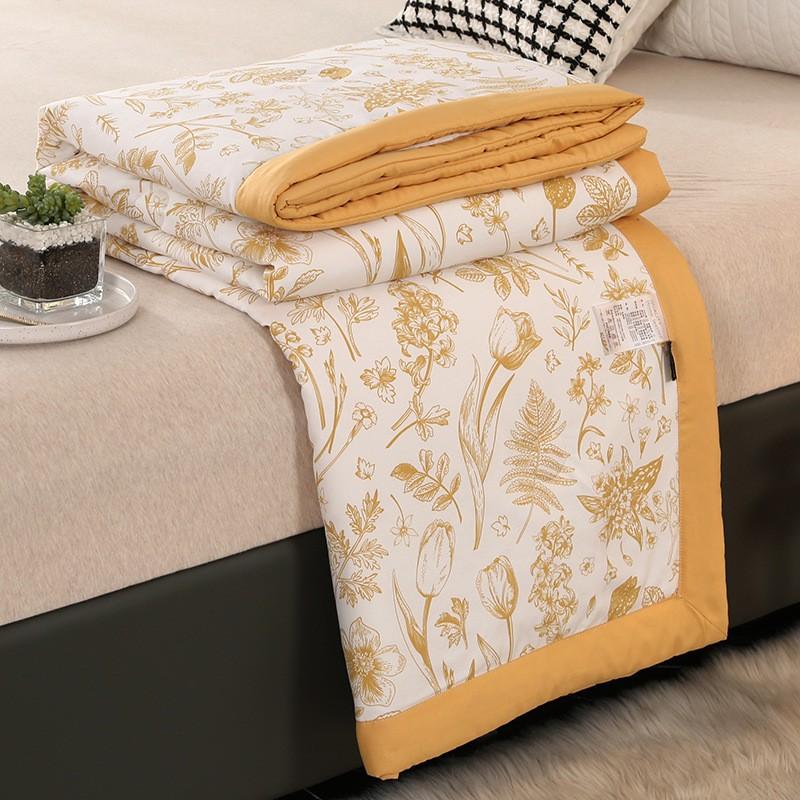 Summer Washed Cotton Quilt Air Conditioning Comforter Soft Breathable Blanket Thin Leaf Print Bedspread Home Textiles