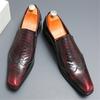 New Fashion Gentleman Alligator Pattern Slip On Shoes For Men Comfortable Wedding Dress Prom Formal Footwear Zapatos Hombre