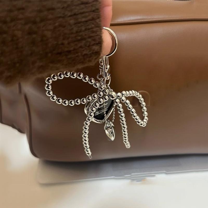 Cute Bowknot Heart Pendant Creative Delicate Beades Women Girl Hangbag Backpack Hanging Pandent CLE