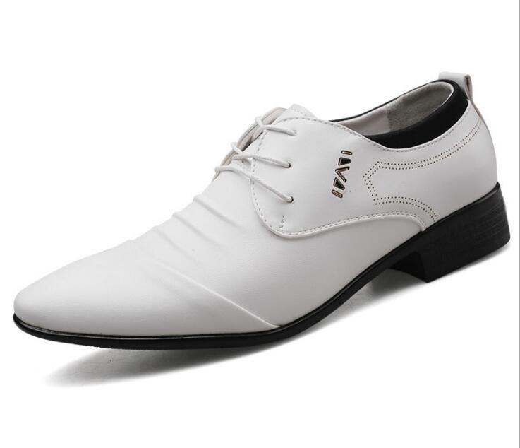 New large size men's shoes summer leather shoes men's business shoes white shoes all-match wedding shoes M521