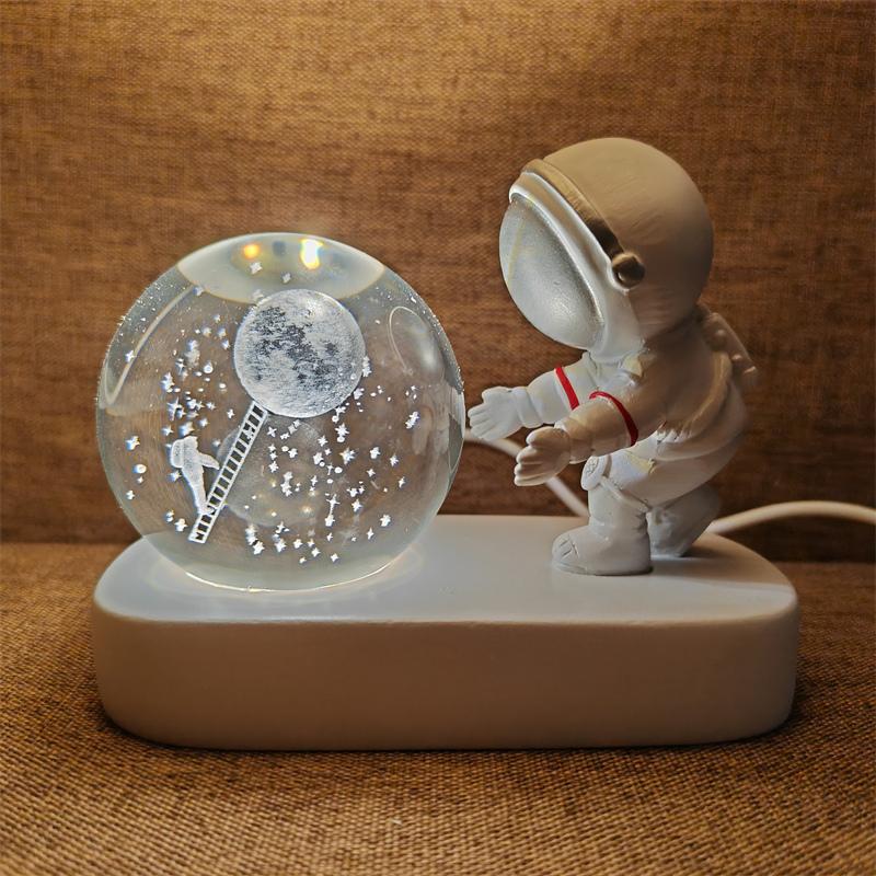 Astronaut Creativ 3D Minge de Cristal Led Lumină de noapte pentru Dormitor Copii Planetă Spațiu Lampă Sistem Solar USB Cadou de Crăciun pentru copii