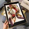 New Korean Chain Small Square Scarf Retro Totem Versatile Professional Small Silk Scarf Spring, Summer and Autumn Decorative Small Square Scarf