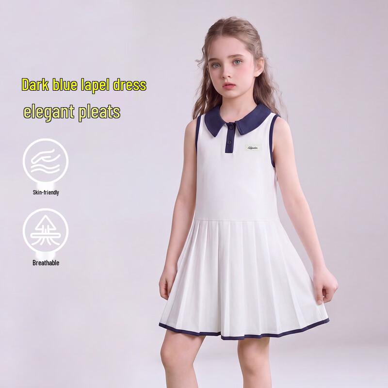 ASK JUNIOR Girls  Academy Style Sleeveless Polo Dress 120