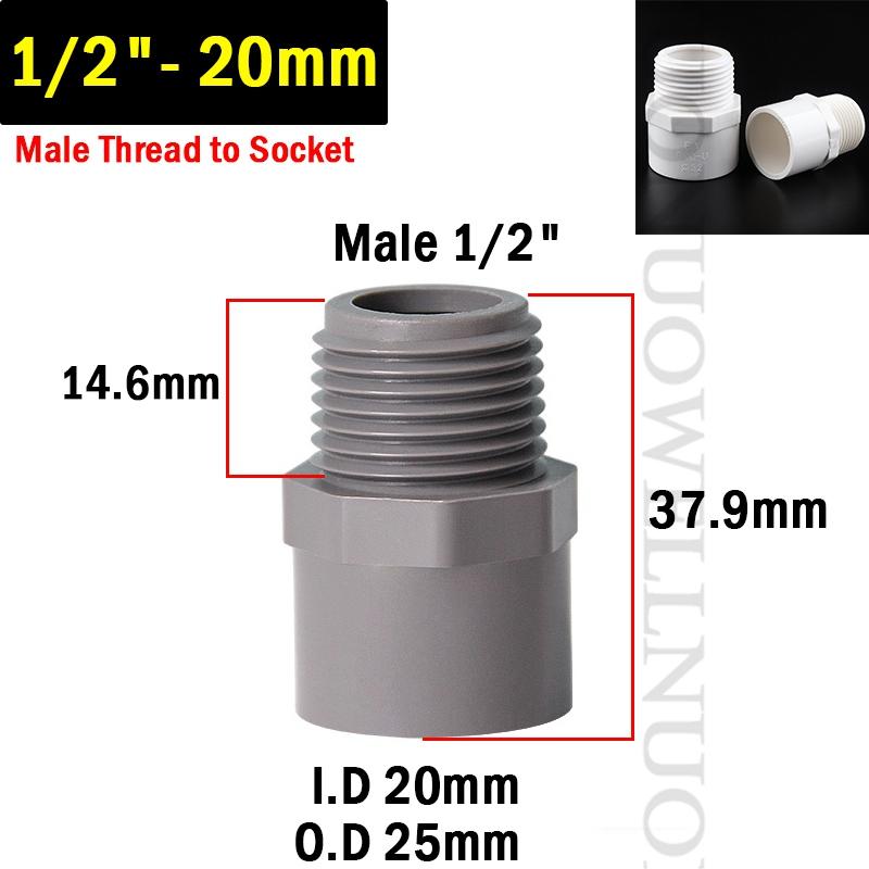 

5 шт. серых ПВХ-соединителей 1/2 - 4 ПВХ-трубные резьбовые фитинги для труб водоснабжения, фитинги для садовых ирригационных труб