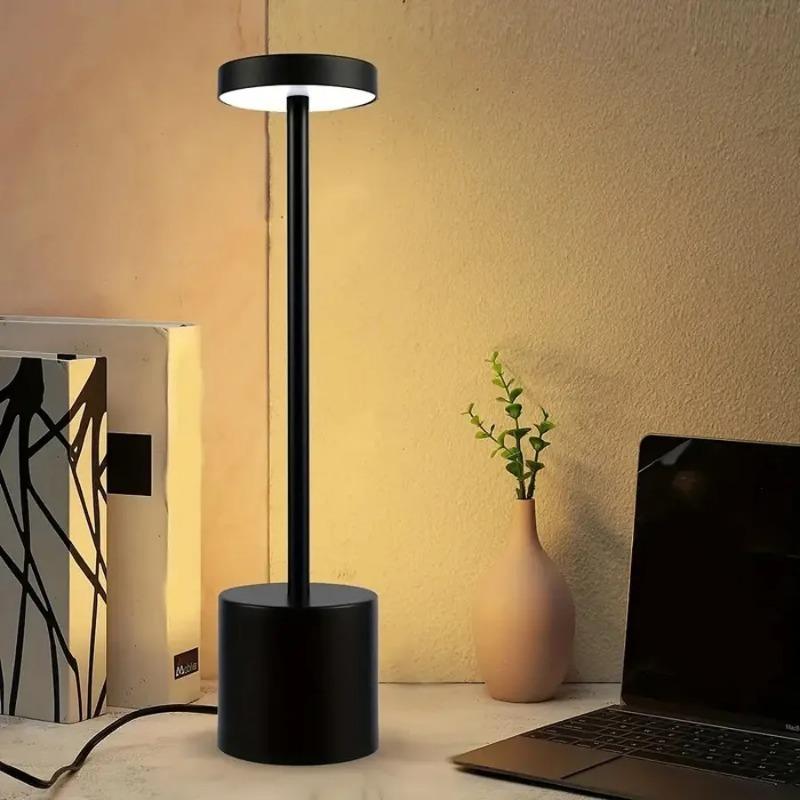 1200MAH USB Rechargeable LED Table Lamp Touch Switch Three Colors Metal Desk Lamp Bedside Lamp Hotel Bar Bedroom Decoration Night Light