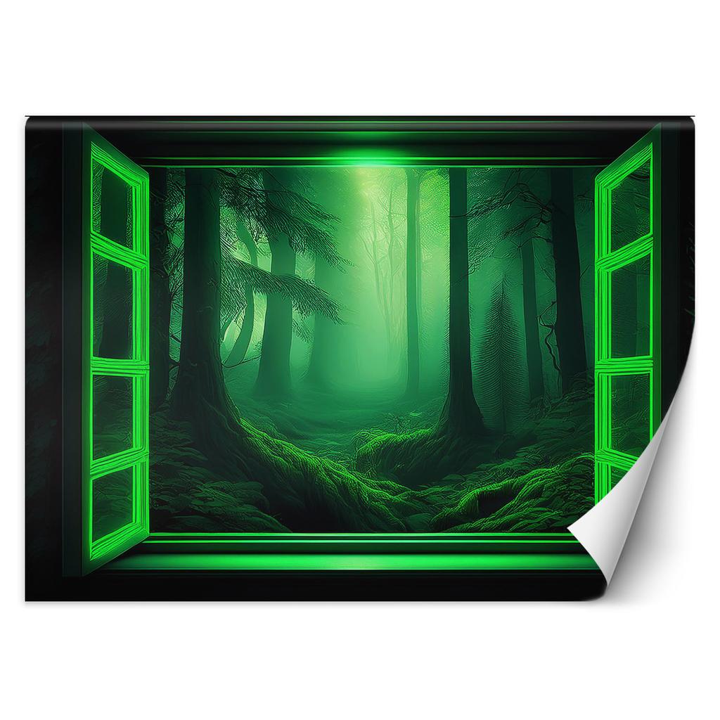 Wallpaper Window View Green Forest