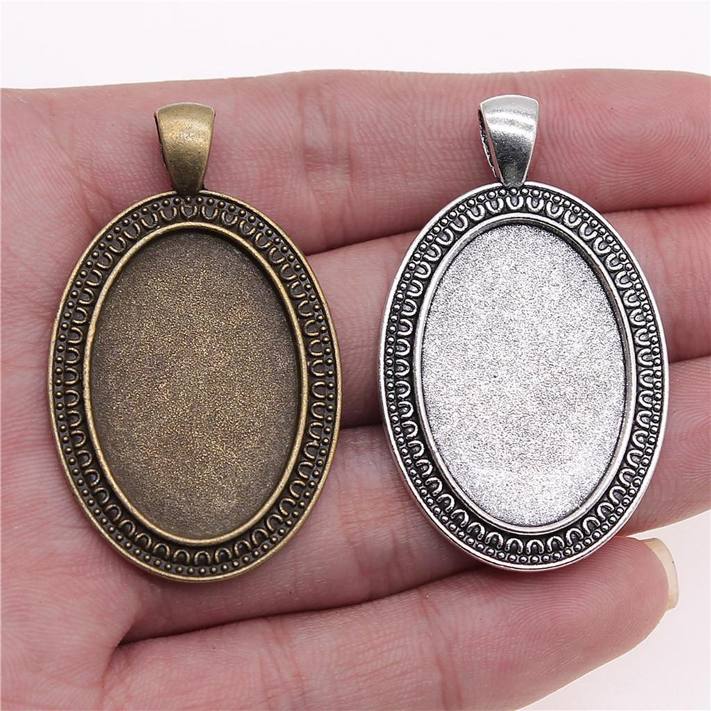 Antique Flower Frame Oval Bezel Charms For DIY Projects Glass Blank Tray Base
