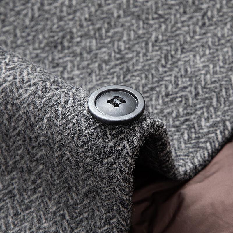 FAPAI Men's Detachable Down Lined Wool Overcoat