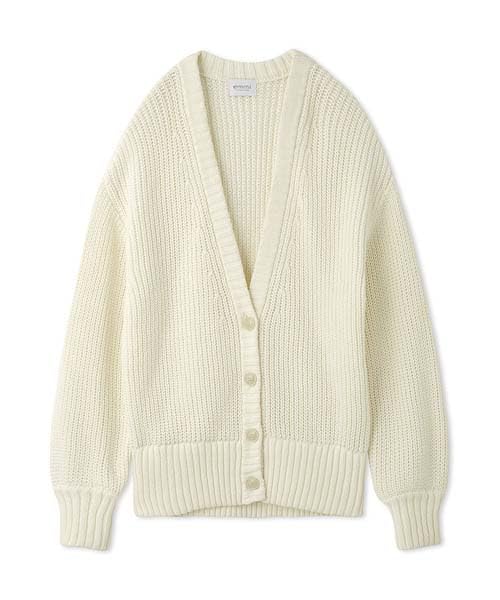 Emi 3G Single Rib Knit Cardigan 13WND251032OWHTF