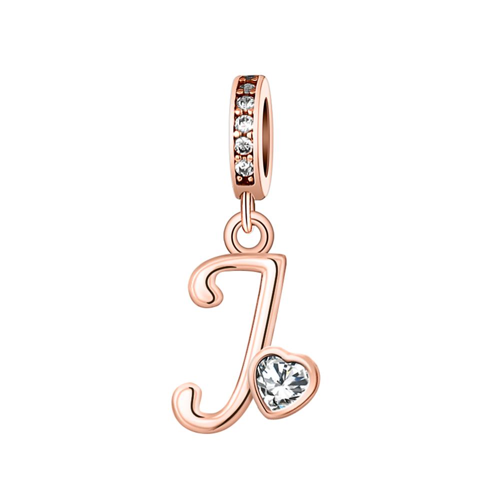 Copper A- Z Alphabet Pendants Charm Beads Do-It-Yourself Love Letter With Heart Dangle Fits European Bracelets Jewellery Gifts