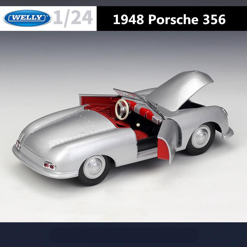 Welly 1/24 Porsche 356 No. 1 Roadster Alloy Retro Sports Car Model Diecast Metal Classic Car Model Simulation Childrens Toy Gift