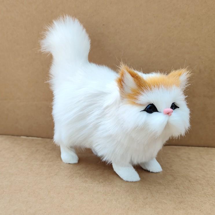 Grey Calico Cat Simulation Figurine – Persian Craft Toy for Window Display