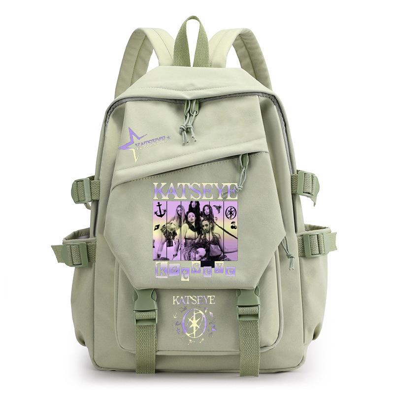Katseye Music Print Backpack for Middle School Students Lightweight Canvas School Bag Youth Bookbag Unisex 1219