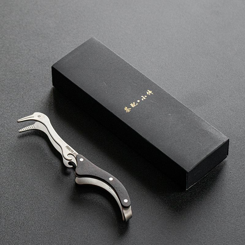 

Wooden Pure Titanium Skylark Tea Tweezer Retro Tea Clip Household For Toast Bread Pickles Kung Fu Tea Teaset Accessories Craft