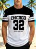 [Print Design - Not Textured] Men'S Size 32 Print T-Shirt, Soft Breathable Round Neck, All-Season Comfort, Sports Fan Outdoor Casual, Comfortable Fit