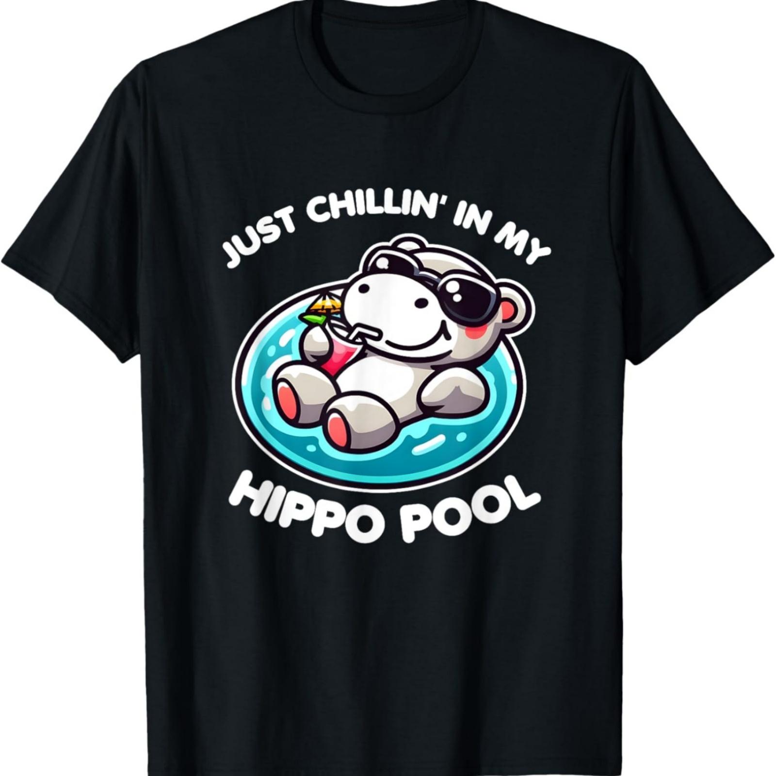 Just Chillin  In My Hippo Pool Cute Cartoon Hippo T-Shirt XXXXXL разноцветный