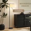 Floor Lamp, Standing Lamp, E27 Socket, Black, White Fabric Shade, Foot Switch, Iron, 47 X 37 X 153 Cm