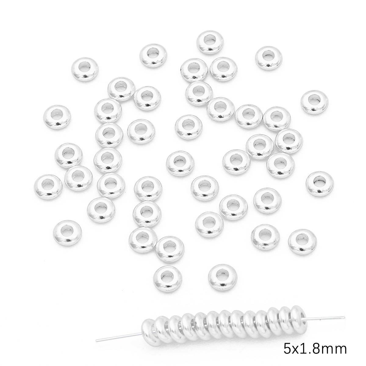 

10 шт медные прокладки круглые бусины Очарование для DIY ожерелье браслет ювелирных изделий ремесло 5x1.8mm серебряный