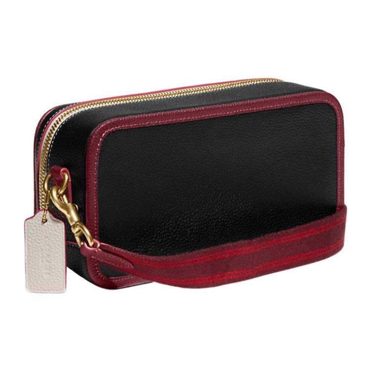 New COACH Kia Natural Pebbled Leather Camera Bag, Shoulder Bag, Crossbody Bag Women's Black CE735-B4M2
