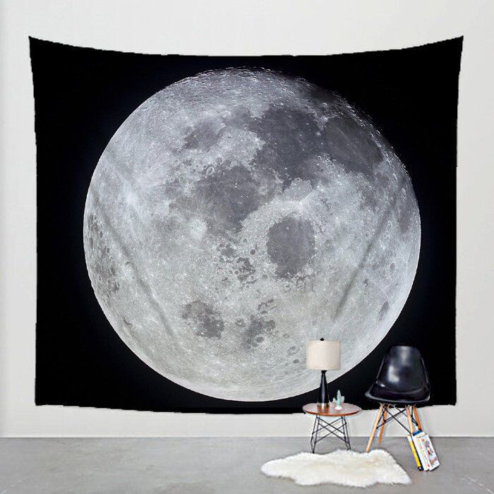 Tapestry moon space art astronomy lunar 75x100 чёрный