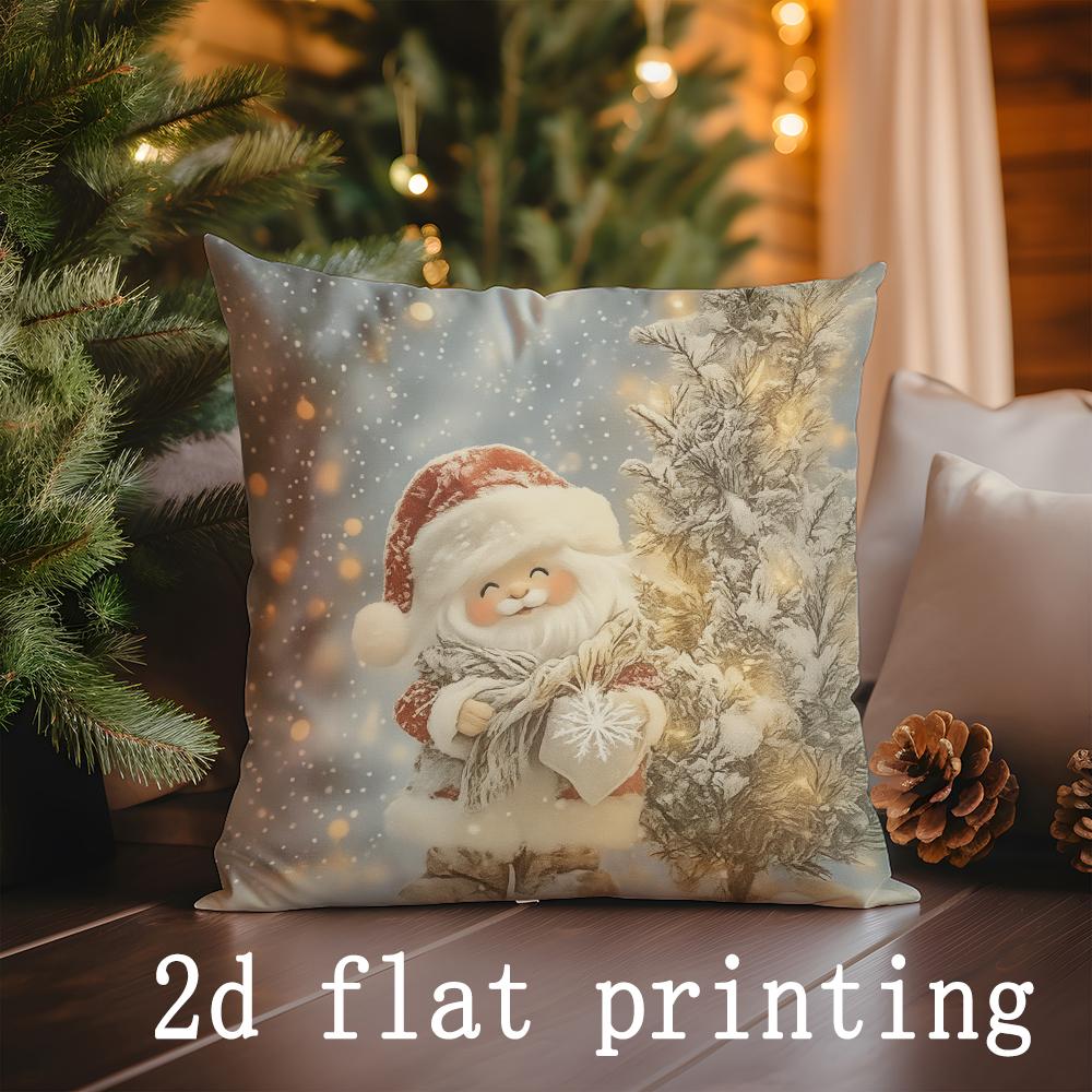 Christmas-themed Decorative Pillow Covers with Festive Figures Pattern Cushion Cover Suitable for Sofa Bedroom Car Pillow Cover