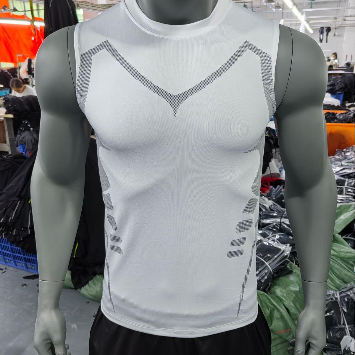 Herren Slim-Fit Schnelltrocknendes Sport-Unterhemd: Atmungsaktives, ärmelloses, elastisches Fitness-Top für den Sommer L black