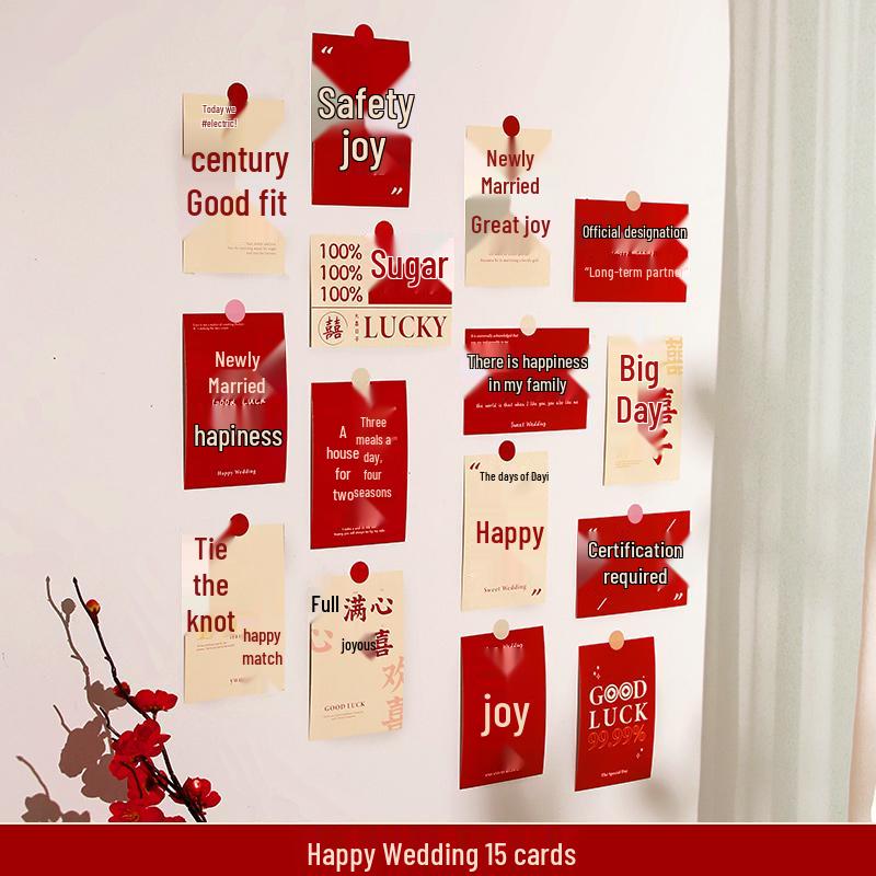 Wedding Double Happiness Cards & Engagement Photo Props Set for Room and Wall Decoration