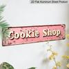 2D Flat, 1pc, "Cookie Shop" Metal Sign, Aluminum Decorative Sign, Novelty Street Sign, Home Decor, Room Decor, Wall Decor, Restaurant Decor, Bar