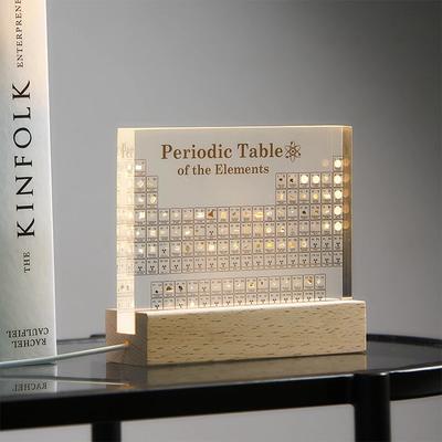 Crystal Periodic Table with Real Elements Samples Letter Decoration Kids Teaching School Display Chemical Element Home Decor
