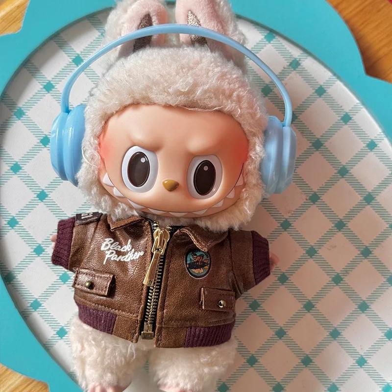Clothes Onlyfor labubu Brown Retro Flying Jacket Fashion Doll Clothes Trendy Outfit Accessories Fashion Clothes Set Kid Gift