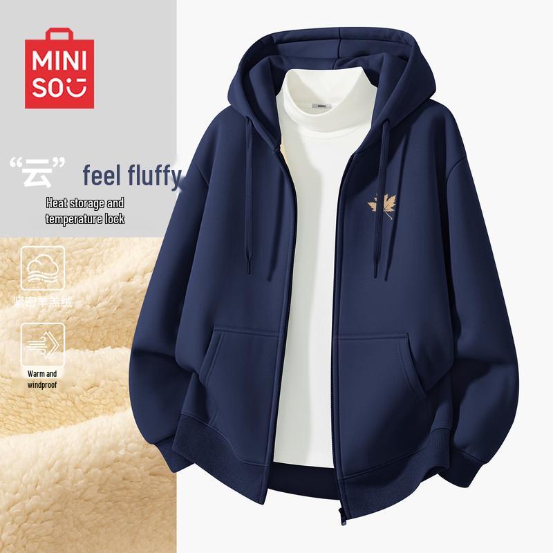 

MINISO Winter Warm Hooded Sherpa-Lined Sweatshirt M