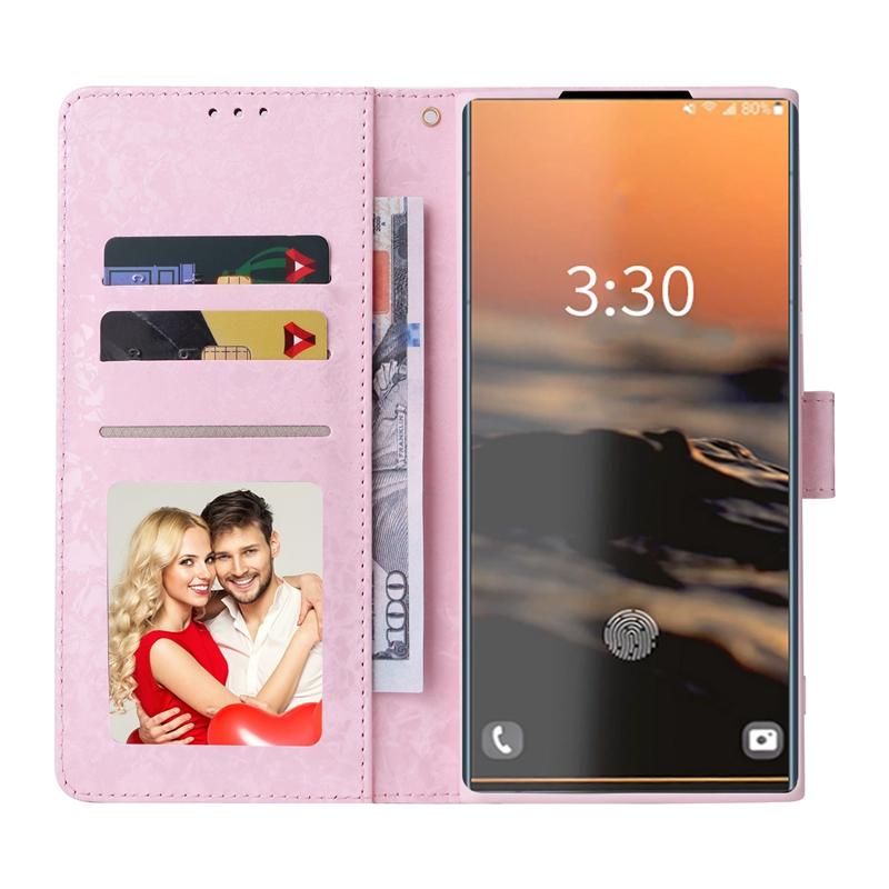 Luxury 3D Gilded Flowers Printed Case Cover for iPhone 14 13 12 11 Pro Max Samsung Galaxy S23 S22 S21 S20 A13 A23 A33 A53 A73 RFID Blocking Wallet Bag
