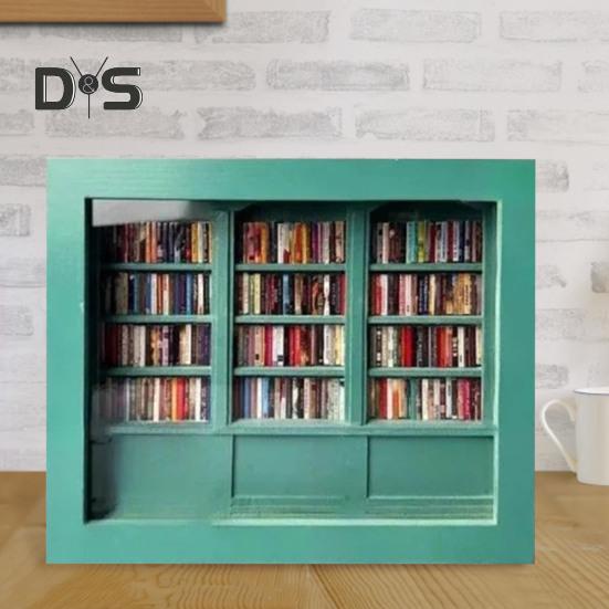 Mini knihovna pro úlevu od úzkosti Dřevěná miniaturní simulovaná polička s 200 ks Mini kniha s úlevou od stresu Hračka na stolní knihovnu pro domácí kancelář