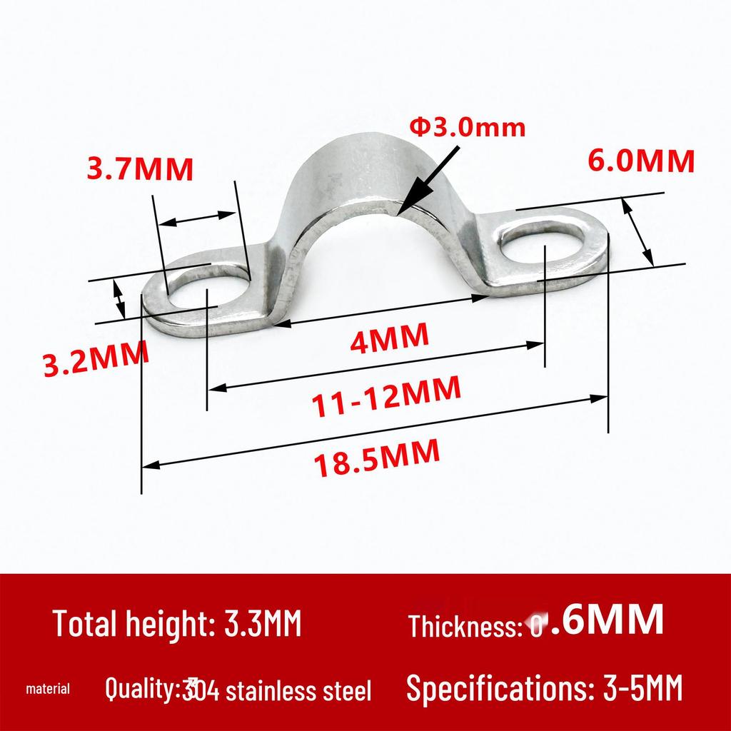 304 Stainless Steel U-Shaped Saddle Clamp, Thickened, 34-91mm Cable Clip Crimp.