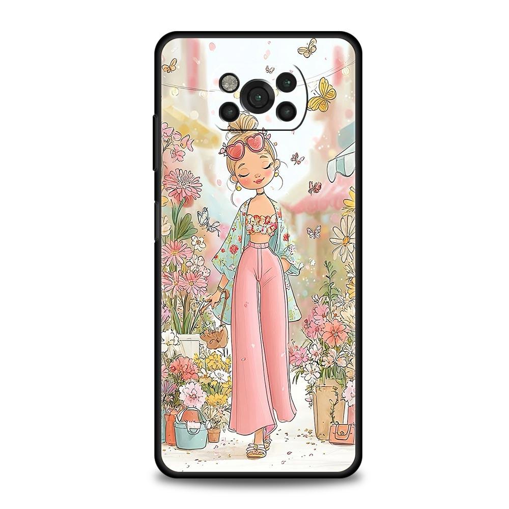 

Мультяшная Девочка Чехол для Телефона Cover для Xiaomi Poco F7 Ultra F6 F5 F4 F3 X6 X5 X4 X3 NFC C51 C55 M4 GT 5G Мягкий ТПУ Чехол Fundas Capas Poco F7 Pro