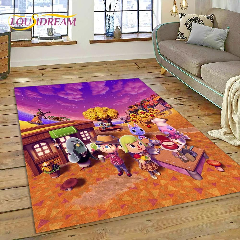 Niedlicher Animal Crossing New Horizons Cartoon Teppich für Schlafzimmer Wohnzimmer Zuhause Sofa Dekoration, Kinderspiel Große Dekor Bodenmatte