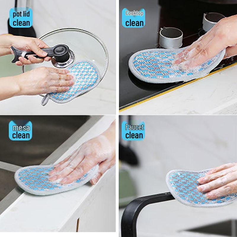 Double-Sided Non-Stick Kitchen Sponge & Scourer Brush