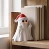 Office Desk Accessories Christmas Ghost Pen Holder with Santa Hat, Funny Desktop Organizer, Creative Storage Cup Halloween Tabletop Statue,