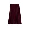 Spring New Women's Clothing Wave Swing Slimming Elegant Velvet High Waist Midi Skirt Skirt 0072158